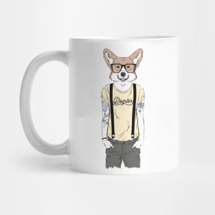 Tattooed Corgi With Suspenders Mug